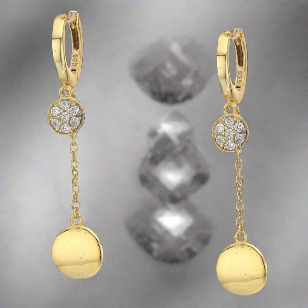 The Shashi® Chiara Gold Vermeil with Disc Pendant & Pave Accented Earrings